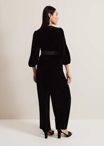 Phase Eight Myleen Velvet Jumpsuit Black Australia | VY1403275